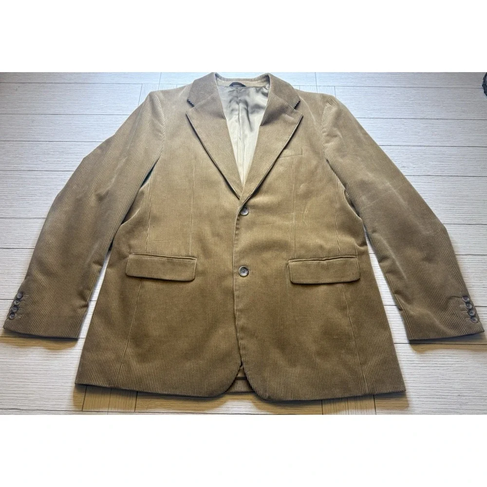Banana‎ Republic Corduroy Blazer Men Size 46R Carmel Khaki Cotton Two Button